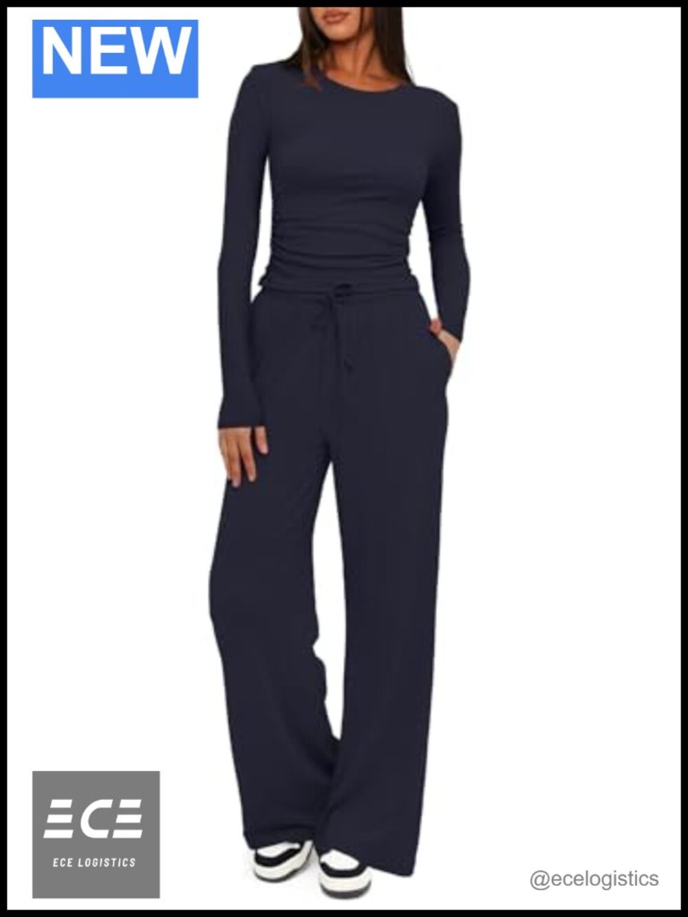 Women's 2 Piece Lounge Set Rayon Spandex Wide Leg Pants Cropped Top WFH